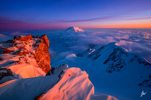 Mount Foraker Sunset on Denali in Alaska.