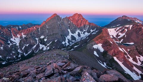 Humboldt Peak sunrise in Sangre de Cristo range in Colorado.