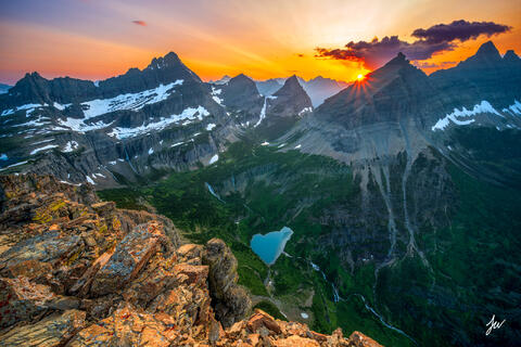 Alpine sunset in Glacier National Park, Montana.