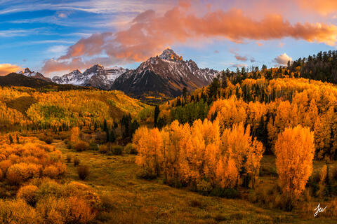 Mount Sneffels sunset in fall. 