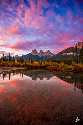 Three Sisters Reflection in Canmore. 