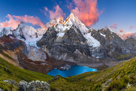 Sunset in Cordillera Huayhuash in Peruvian Andes.