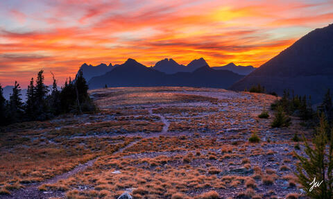Sunset in Two Medicine in Glacier National Park, Montana.