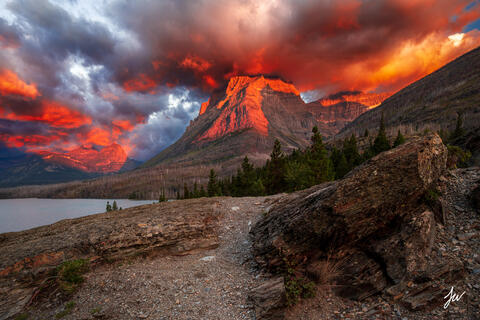 Sunrise at St. Mary Lake in Glacier National Park, Montana.