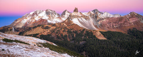 Lizard Head dawn light in the San Juan Mountains in Colorado.
