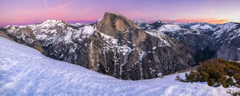 North Dome view of Yosemite in winter.