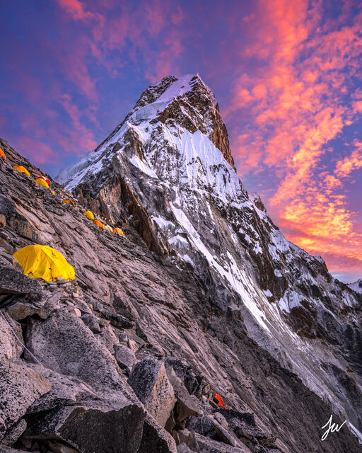 Sunset at Camp One on Ama Dablam in Nepal.