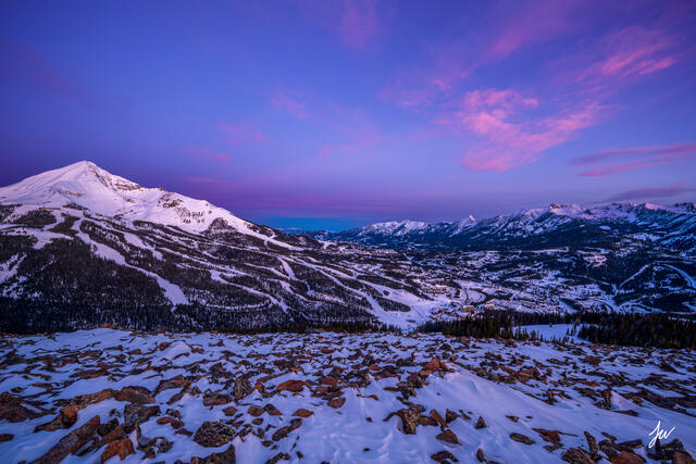 Sunrise over Big Sky Ski Resort in Montana.