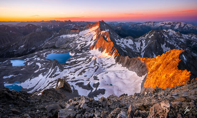 Sunrise taken from summit of Capitol Peak in Colorado.