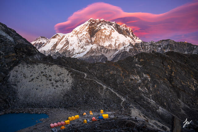 Lobuche Sunset in Khumbu, Nepal.