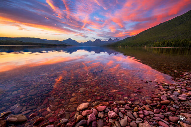 Sunset over Lake McDonald in Glacier National Park, Montana.