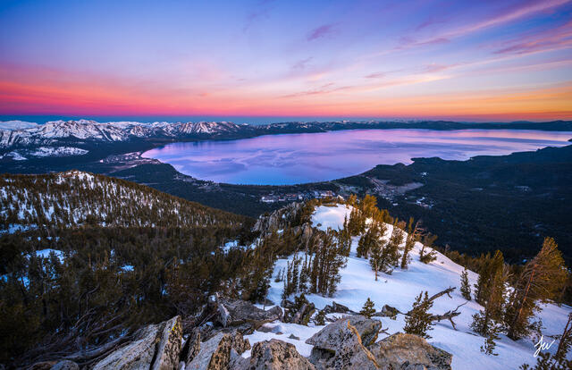 Lake Tahoe sunrise at Heavenly ski resort.