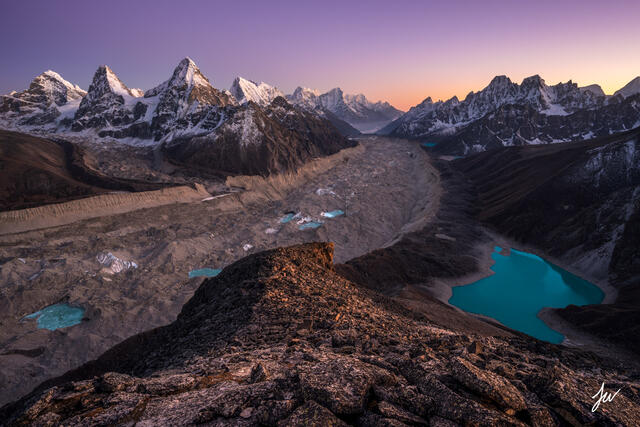 Ngozumpa glacier in the Himalaya.