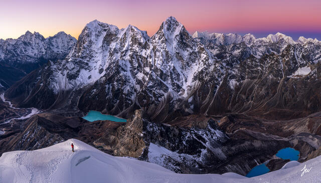 Sunrise as taken from summit of Lobuche East Peak in the Khumbu.