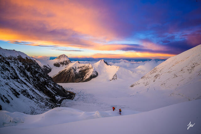 Mount Everest North Col Sunset in Tibet.
