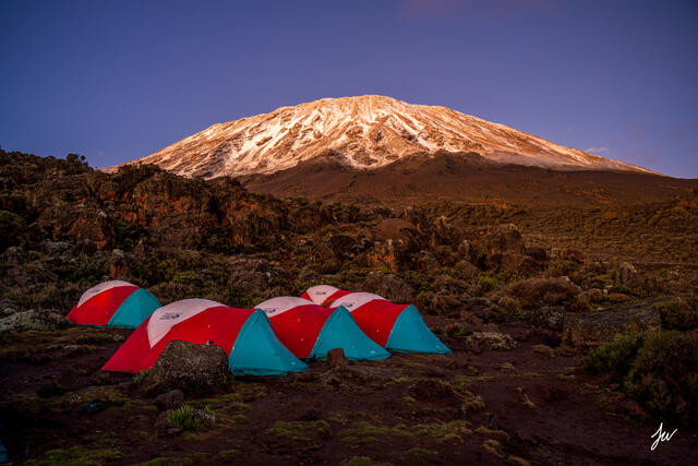 Sunrise on Mount Kilimanjaro, taken from camp in Tanzania, Africa.