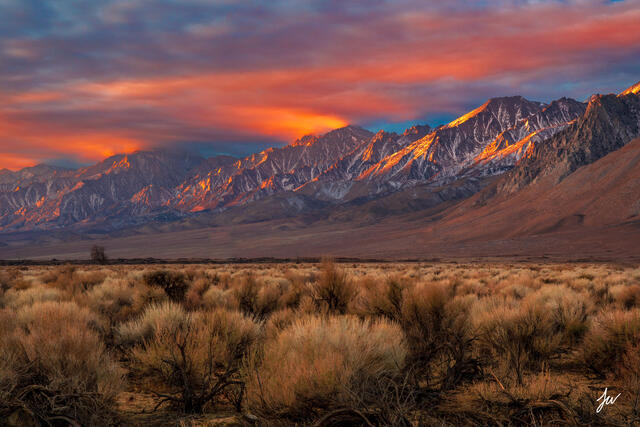 Sunrise over the eastern sierras in California.