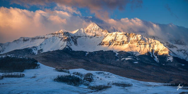 Sunrise light on Wilson Peak near Telluride, Colorado.