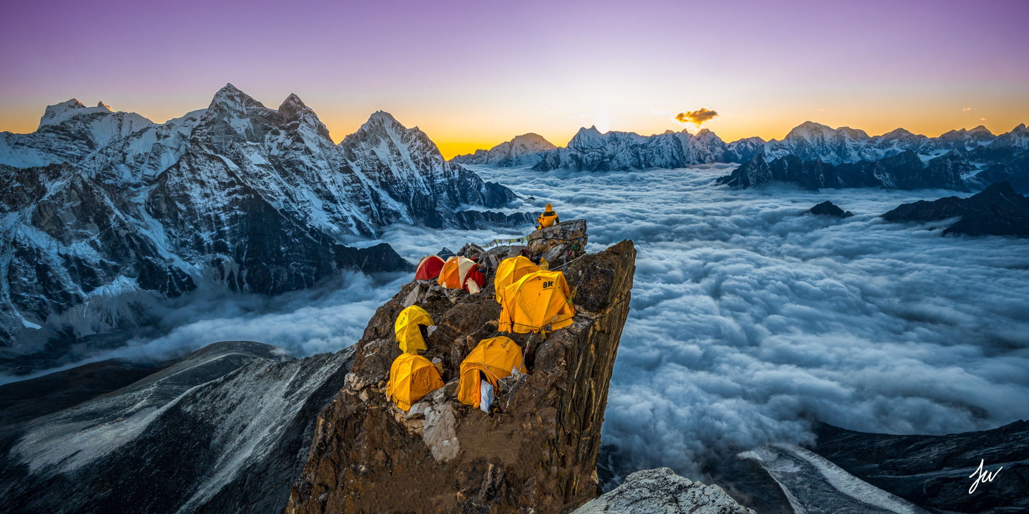 Sunset from Camp 2 on Ama Dablam in Nepal.