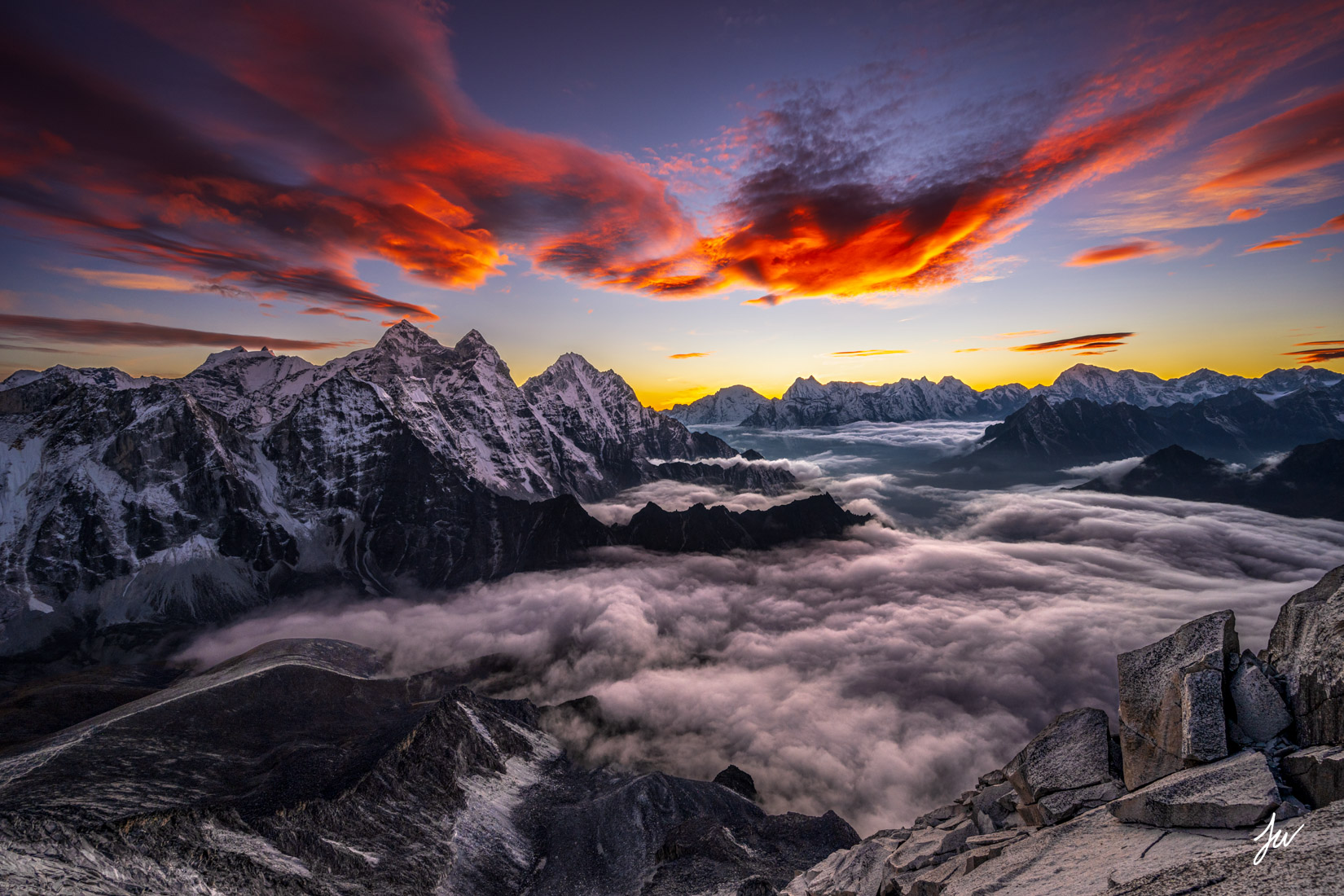 Inversion on Ama Dablam in Nepal.