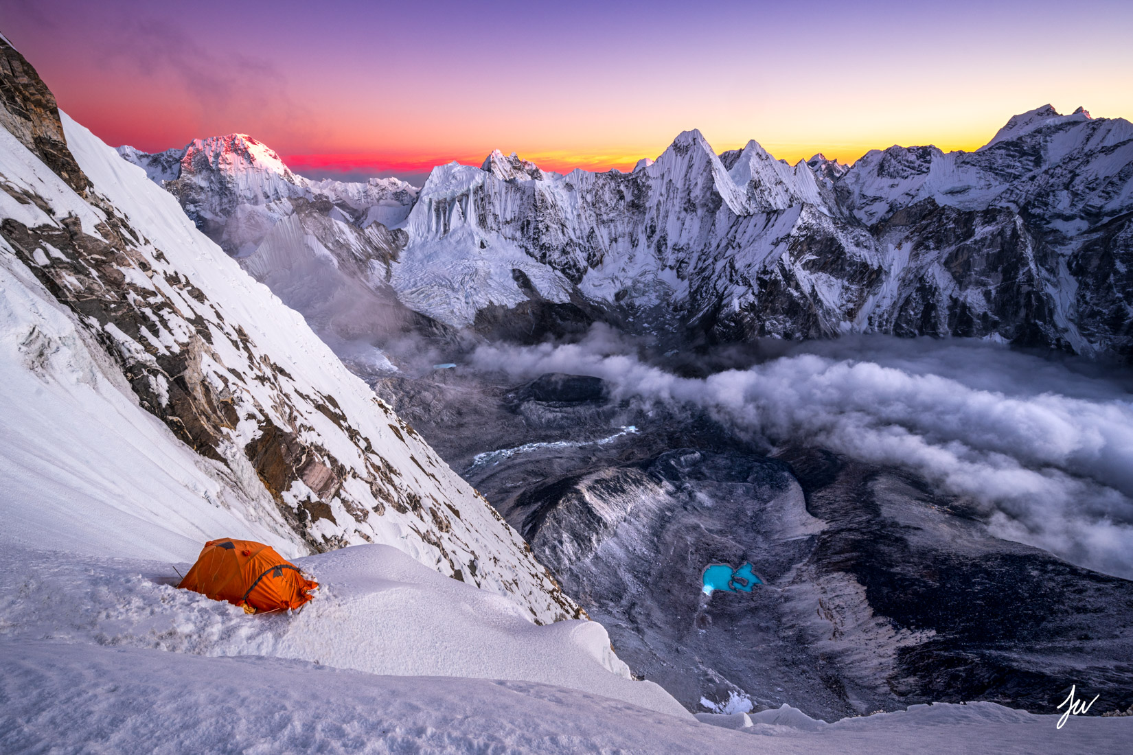 Sunset at Camp Three on Ama Dablam, Nepal.