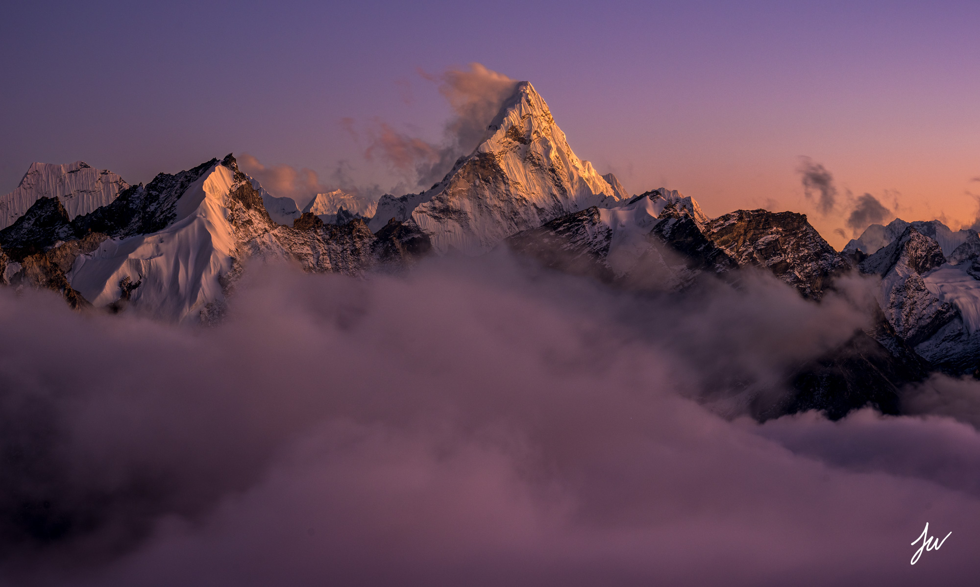 Dusk light on Ama Dablam in the Khumbu Region.