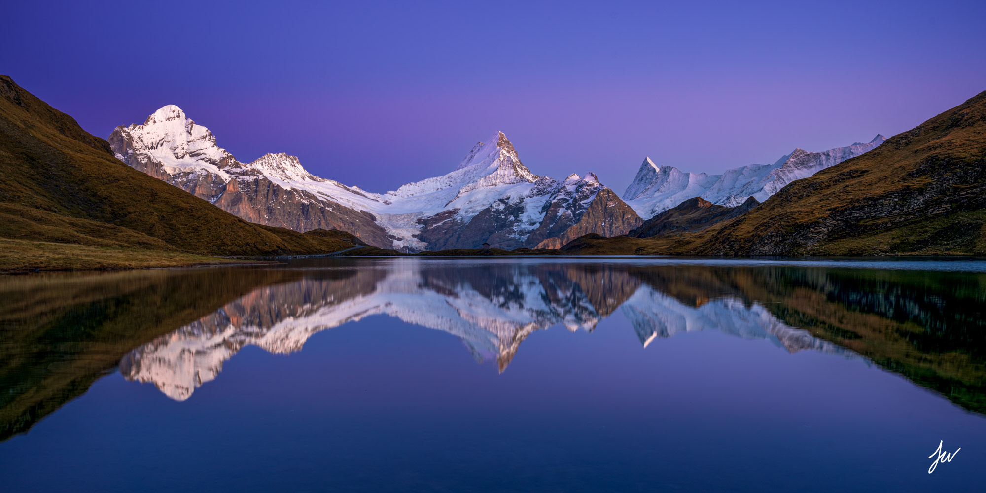 Sunset at Bachalpsee near Grindelwald, Switzerland. 