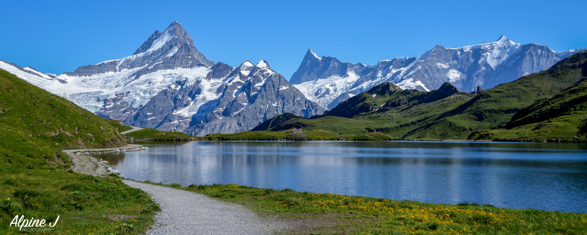 Bachalpsee and Bernese Oberland in the Swiss Alps. 