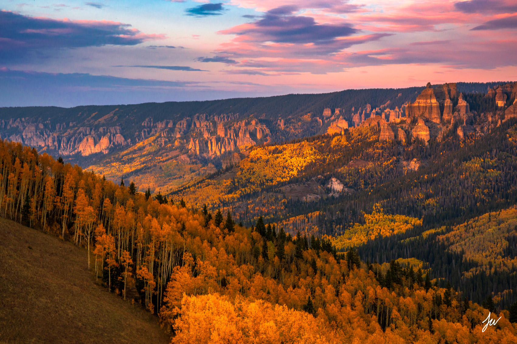 Cimarron sunset in the San Juan Mountains in Colorado.
