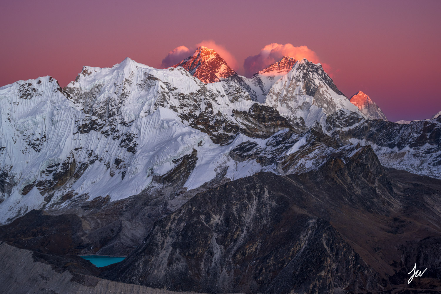 Sunset on Everest in Khumbu Region, Nepal.