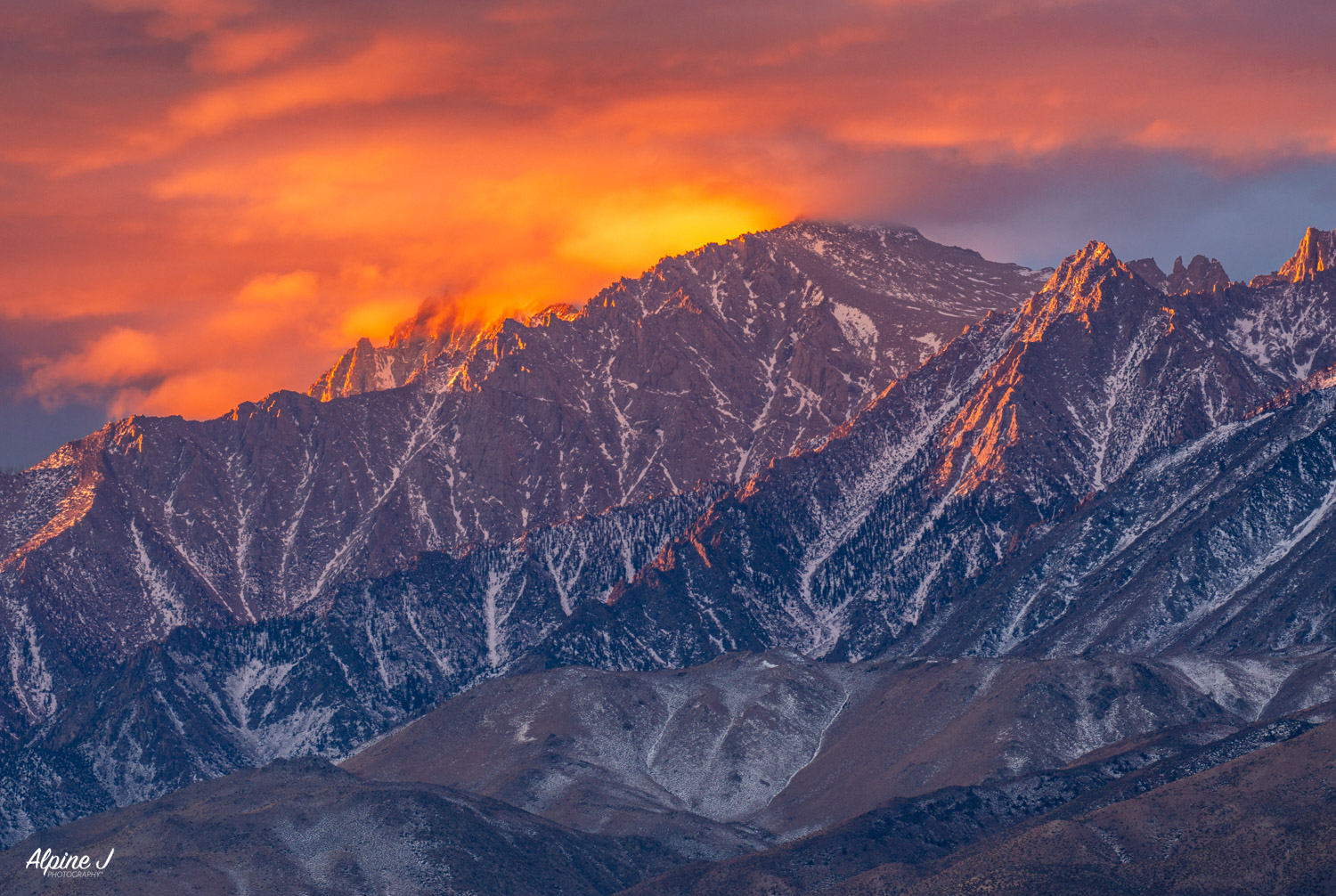 Sunrise in the Eastern Sierra in California.