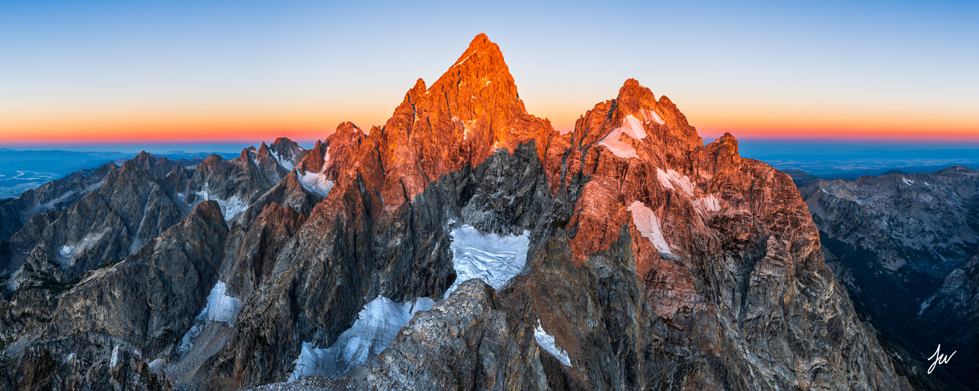 Grand Teton sunrise in Grand Teton National Park in Wyoming.