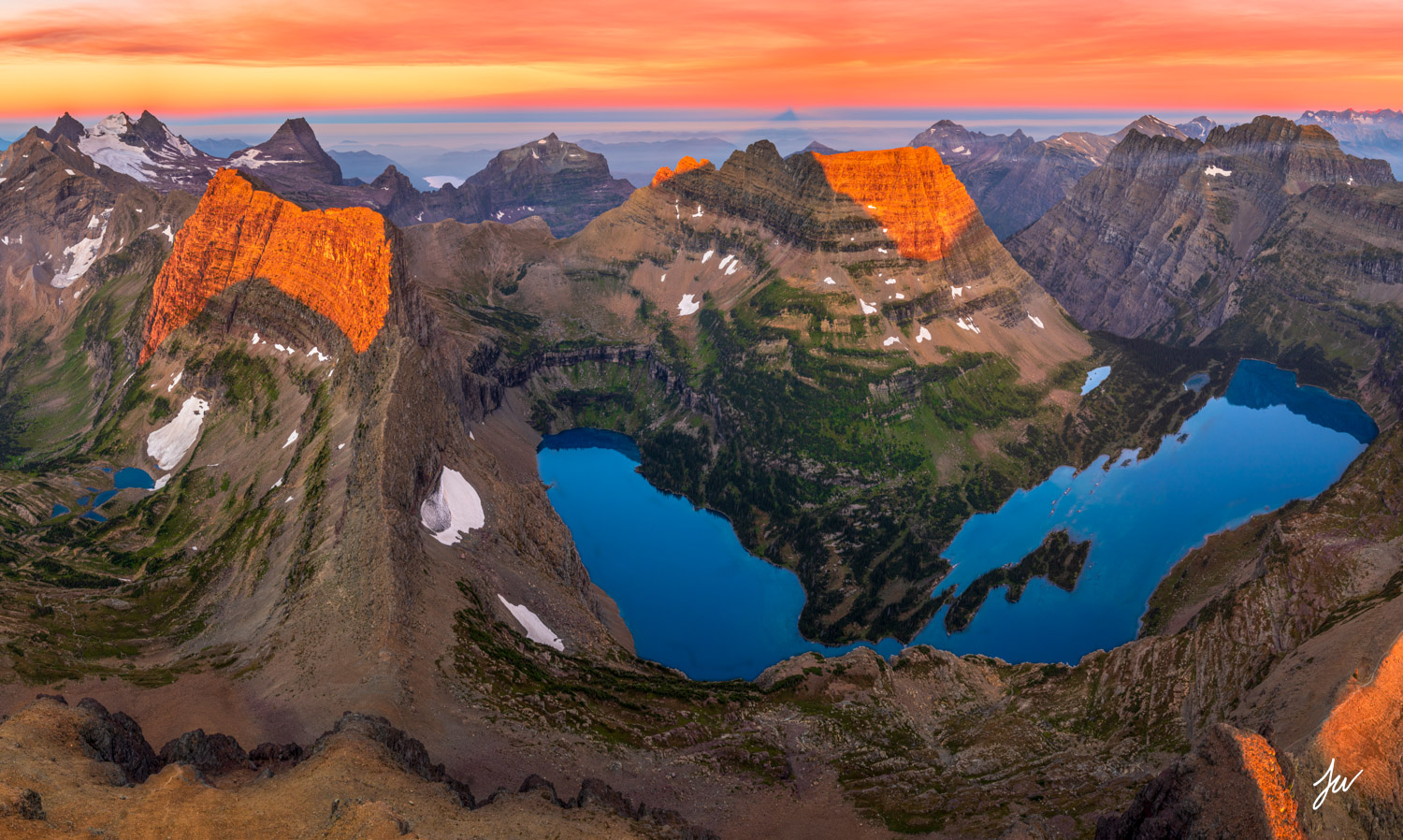 Sunrise atop Reynolds Mountain in Glacier National Park, Montana.