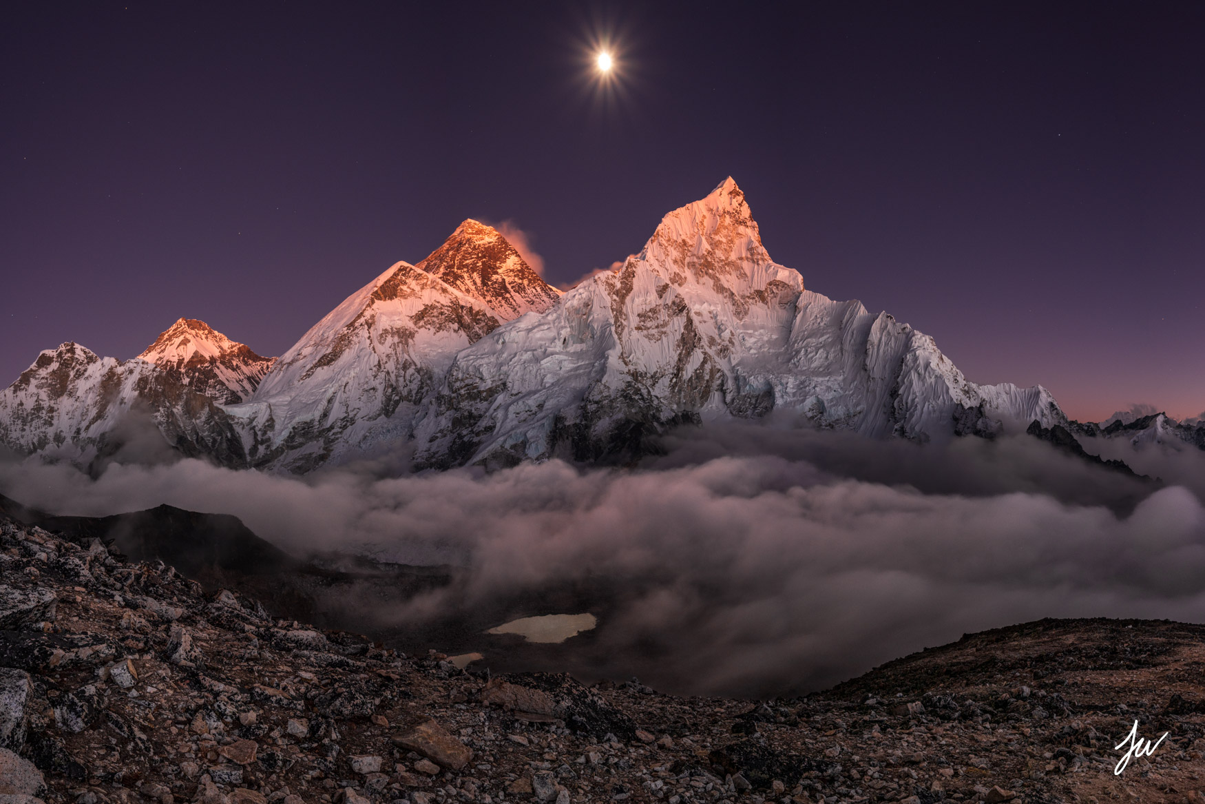 Kala Patthar alpenglow on Everest in the Khumbu.