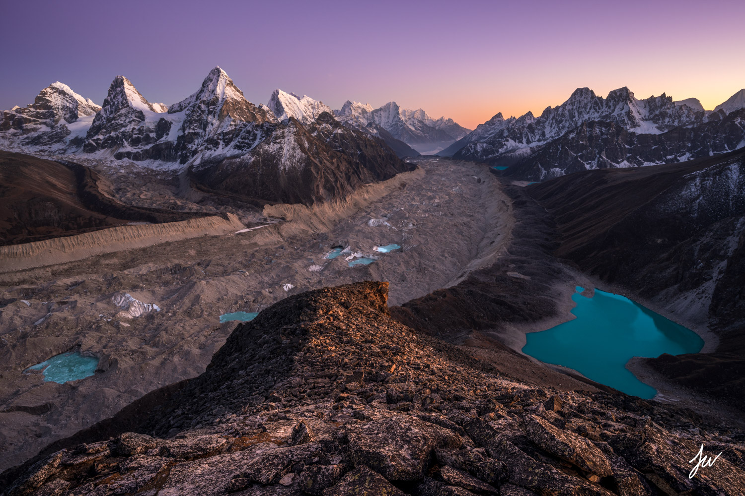 Ngozumpa glacier in the Himalaya.