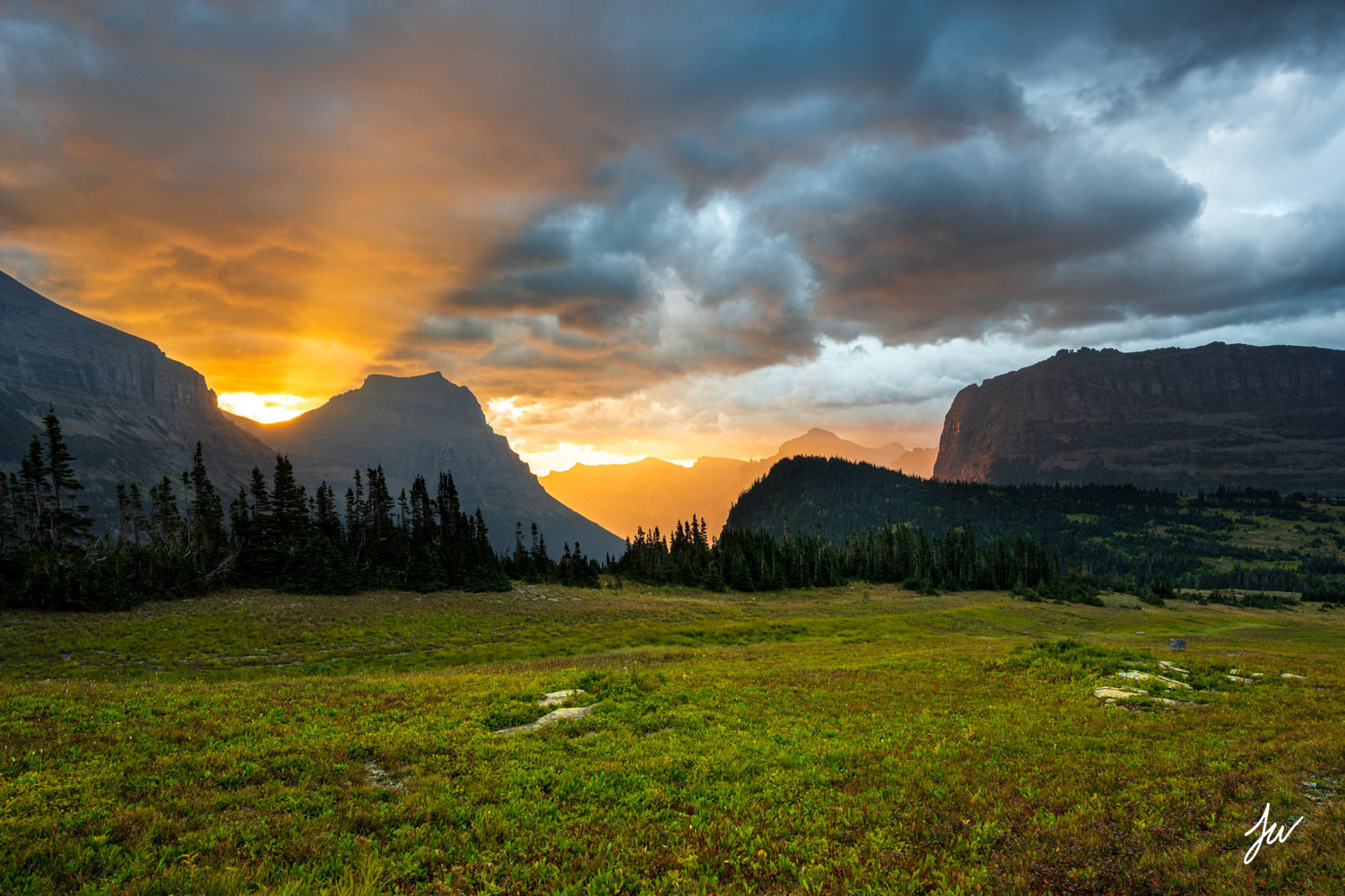 Logan Pass Sunrise in Glacier National Park, Montana. 