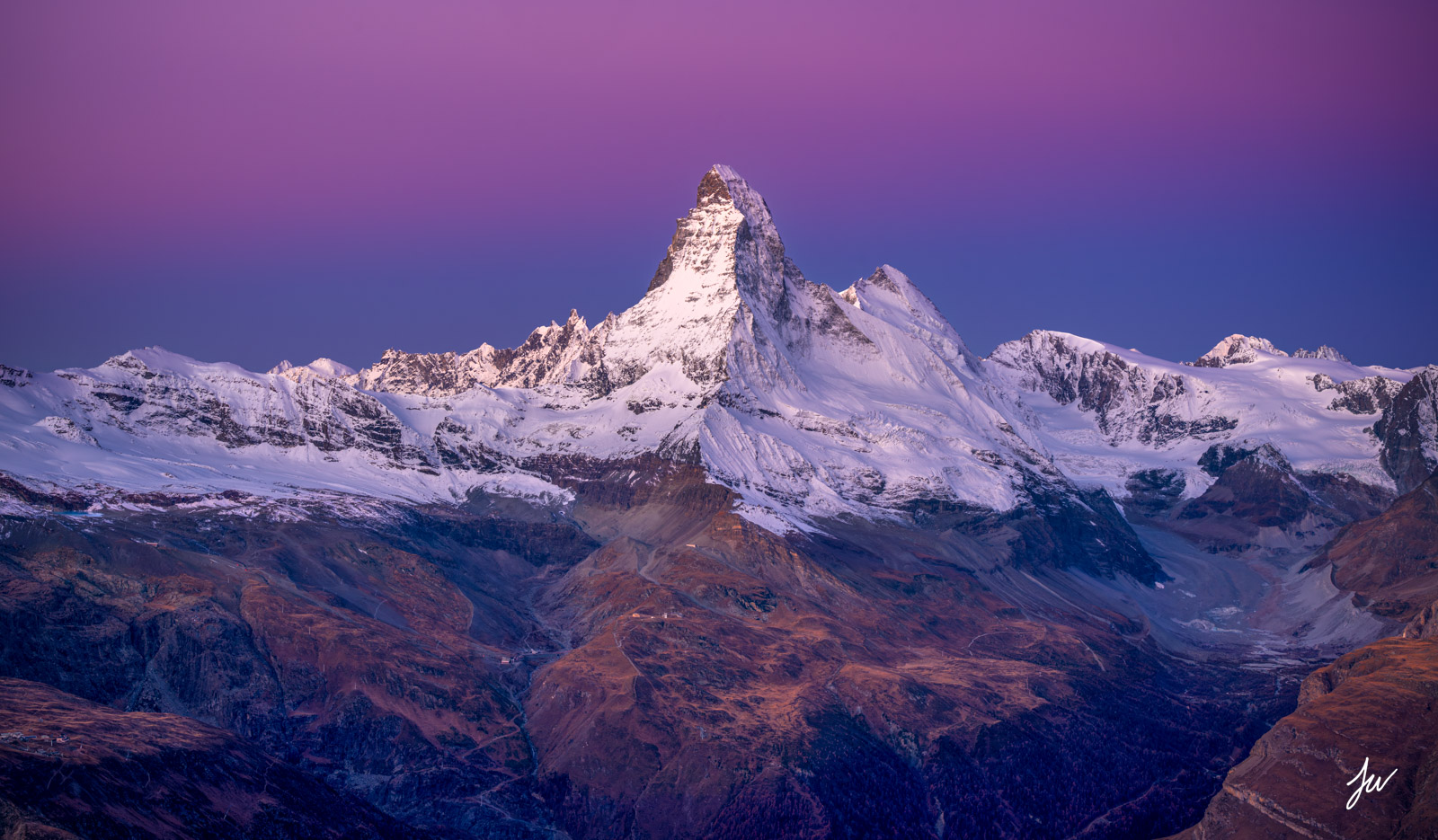 Matterhorn sunrise in Zermatt Switzerland.