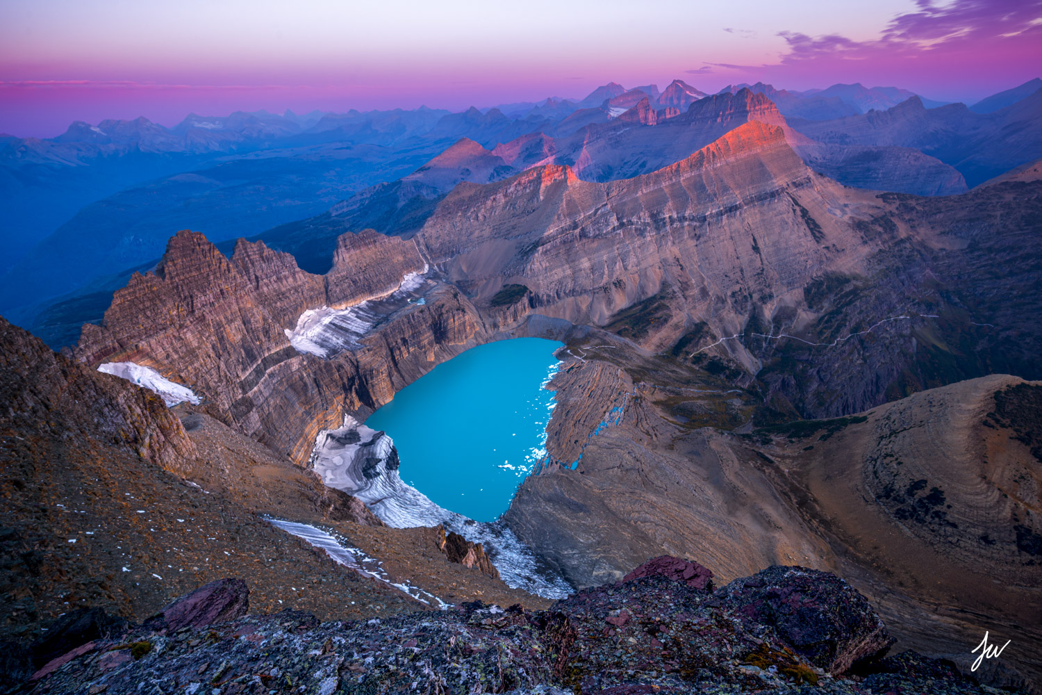 Grinnell Glacier sunrise in Glacier National Park.