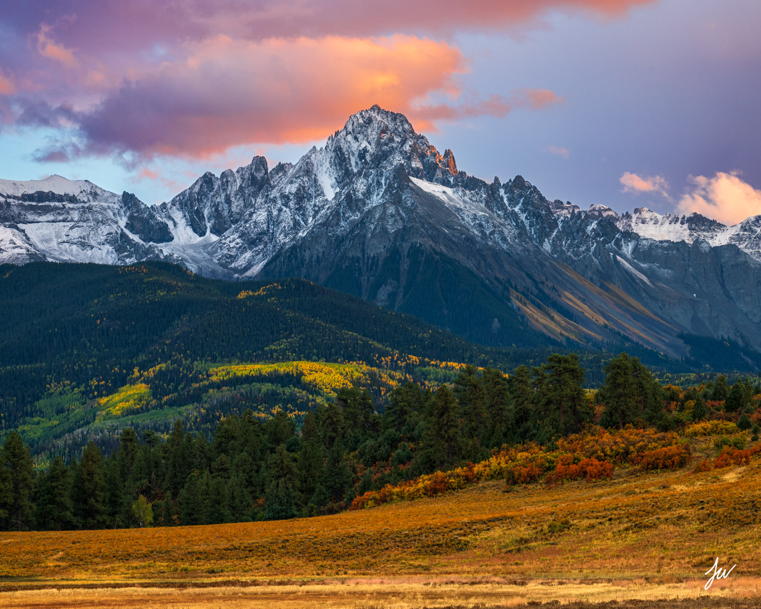 Mount Sneffels Sunset in the San Juan Mountains in Colorado.