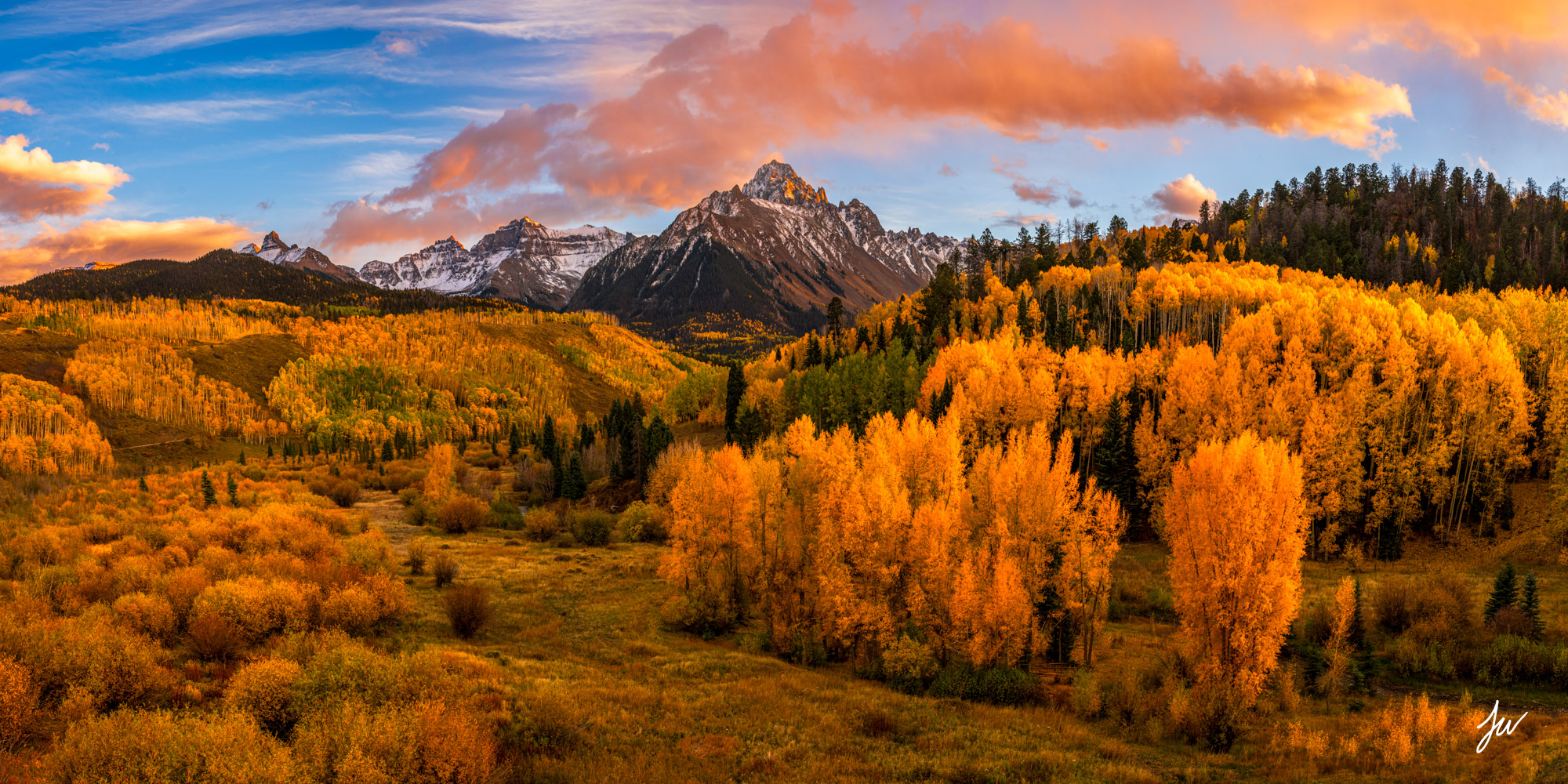 Mount Sneffels fall panorama in Telluride.