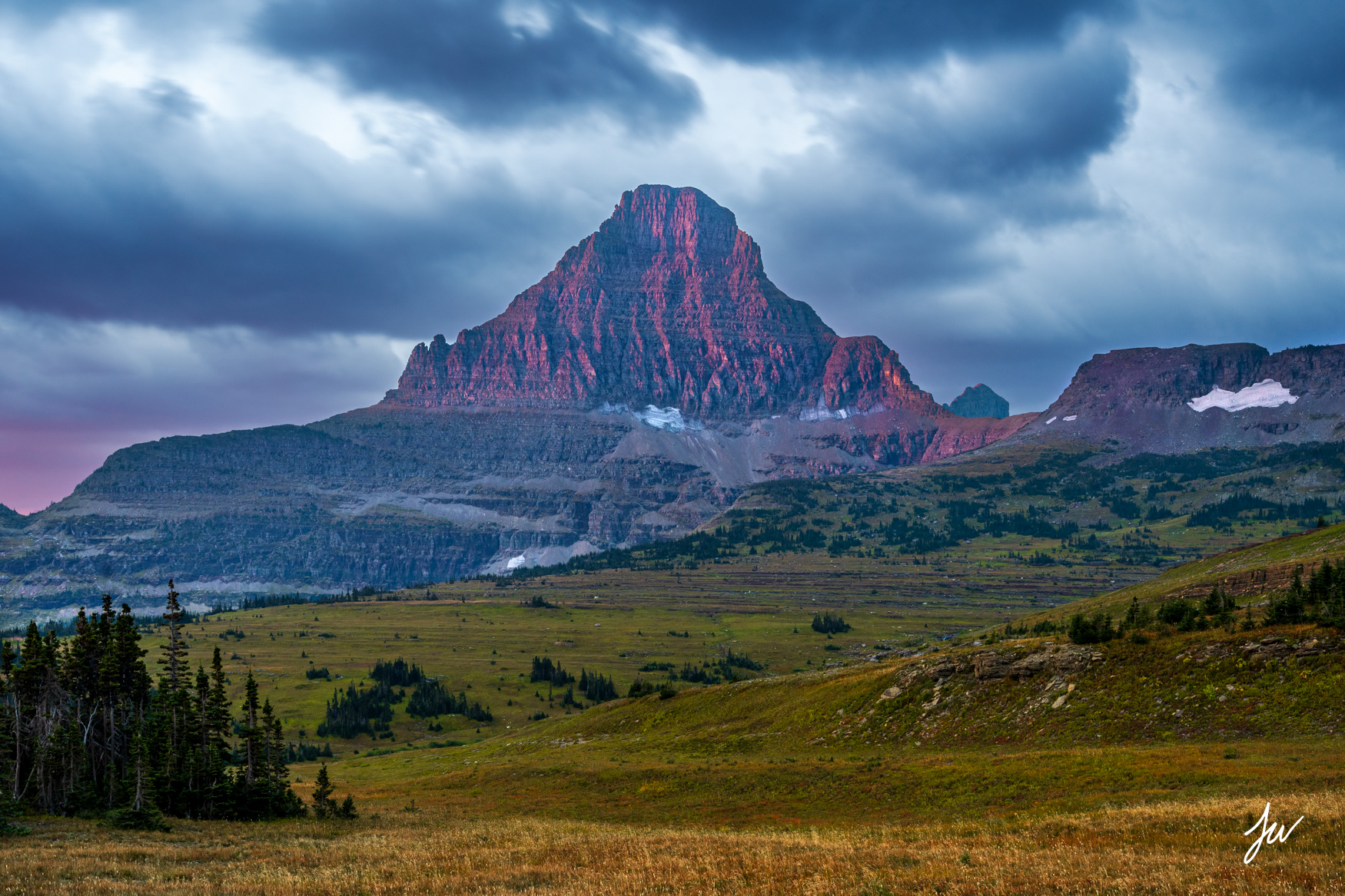 Reynolds Mountain Sunrise near Logan Pass in Glacier National Park, Montana.