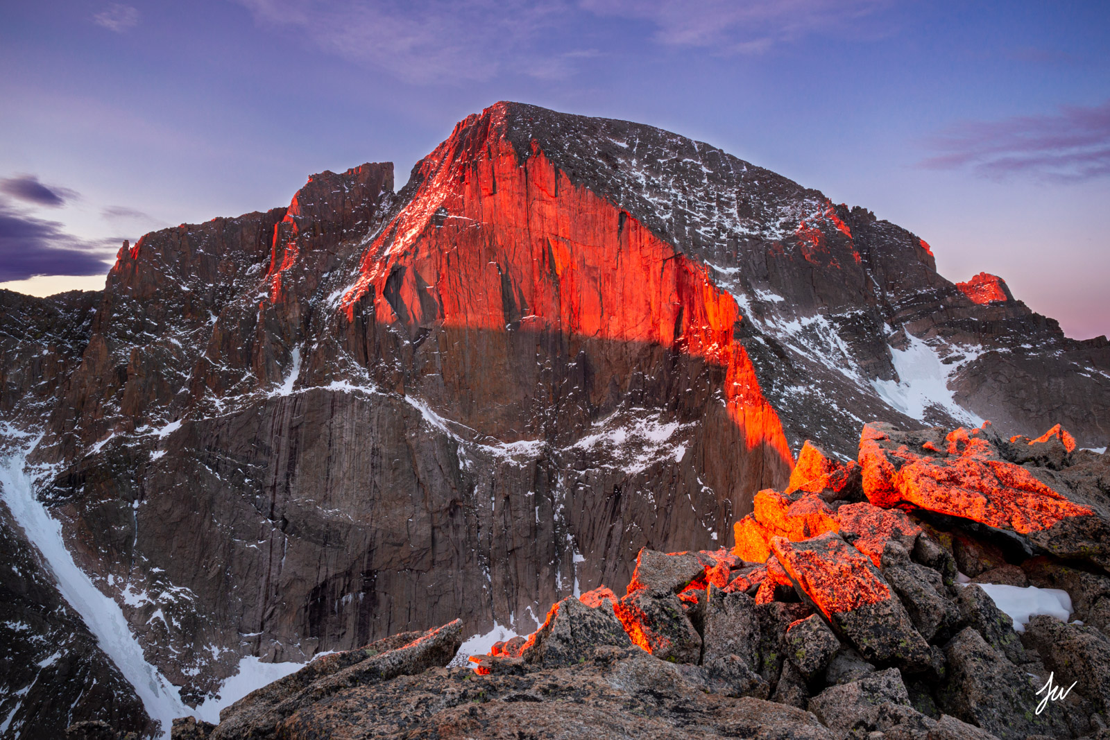 Sunrise on Long's Peak in Rocky Mountain National Park. 