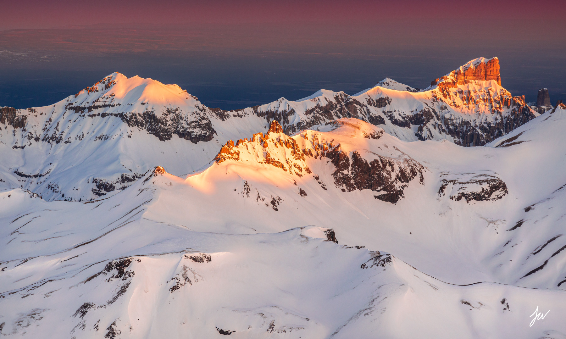 Sunrise from Uncompahgre Peak in the San Juan Mountains of Colorado.