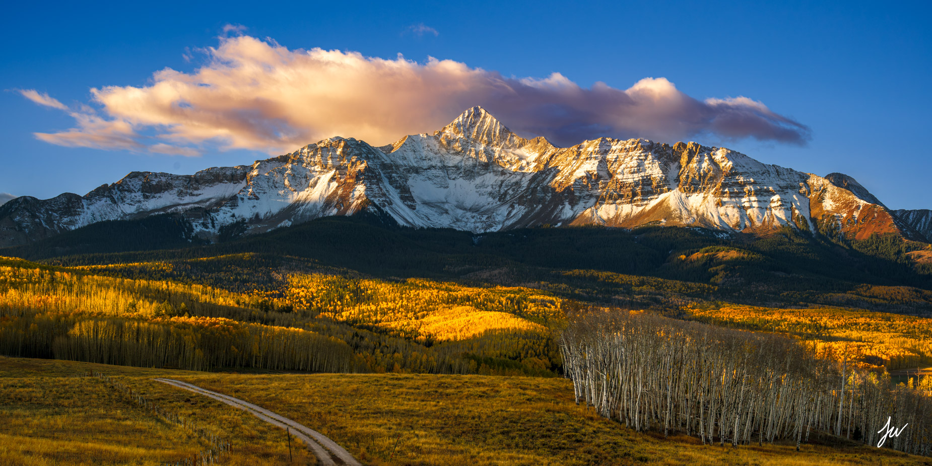 Wilson Peak fall panorama in Telluride.
