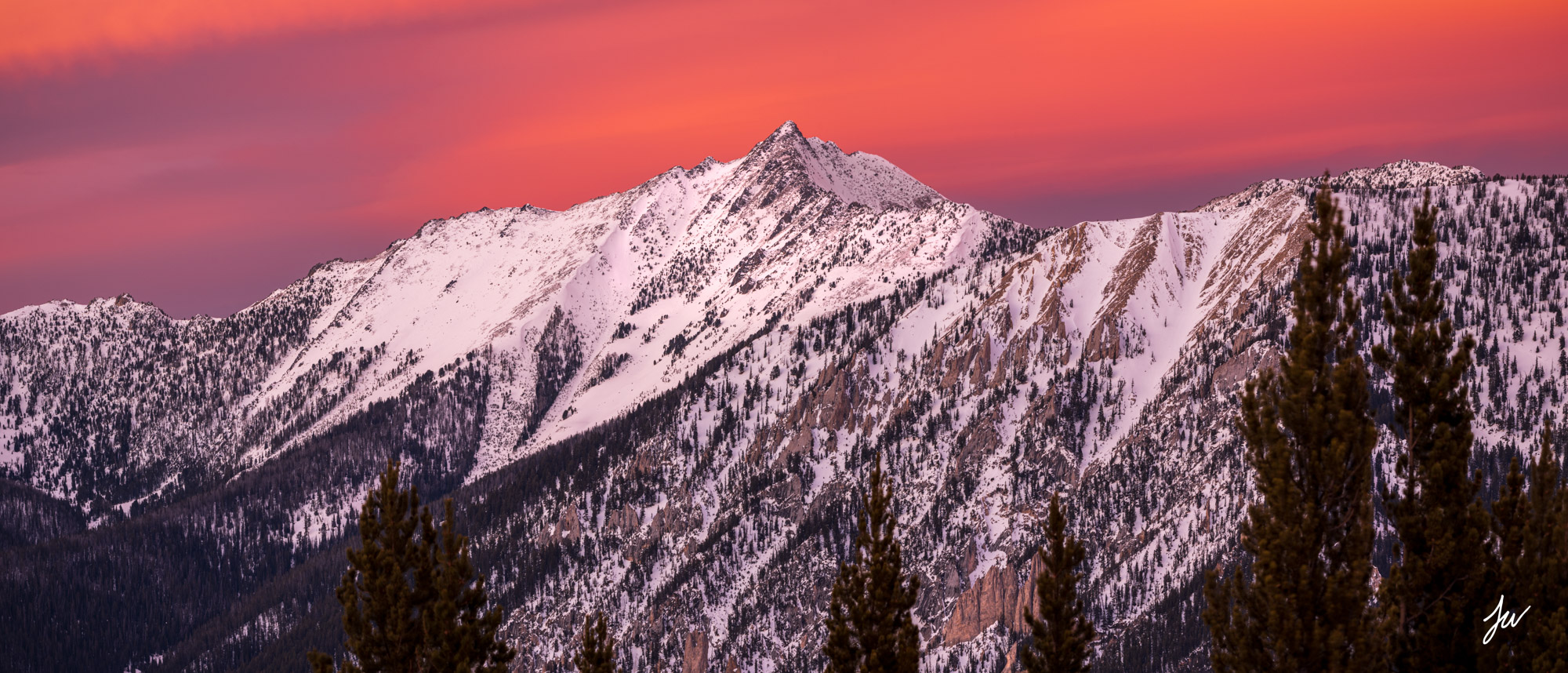 Wilson Peak sunset over Big Sky, MT.